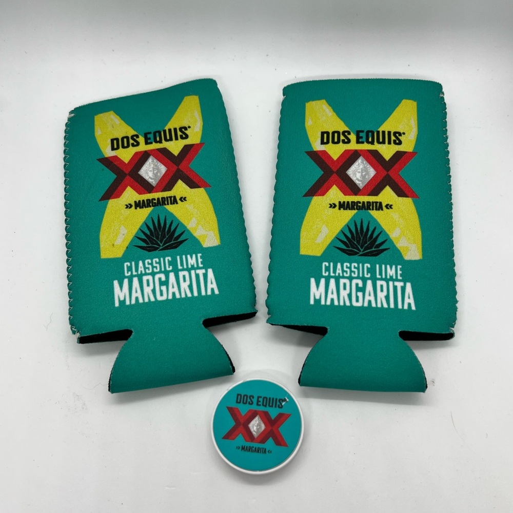 Dos Equis Margarita Can Coozies plus Phone Pop Socket Lot of 3 Pieces NWOT